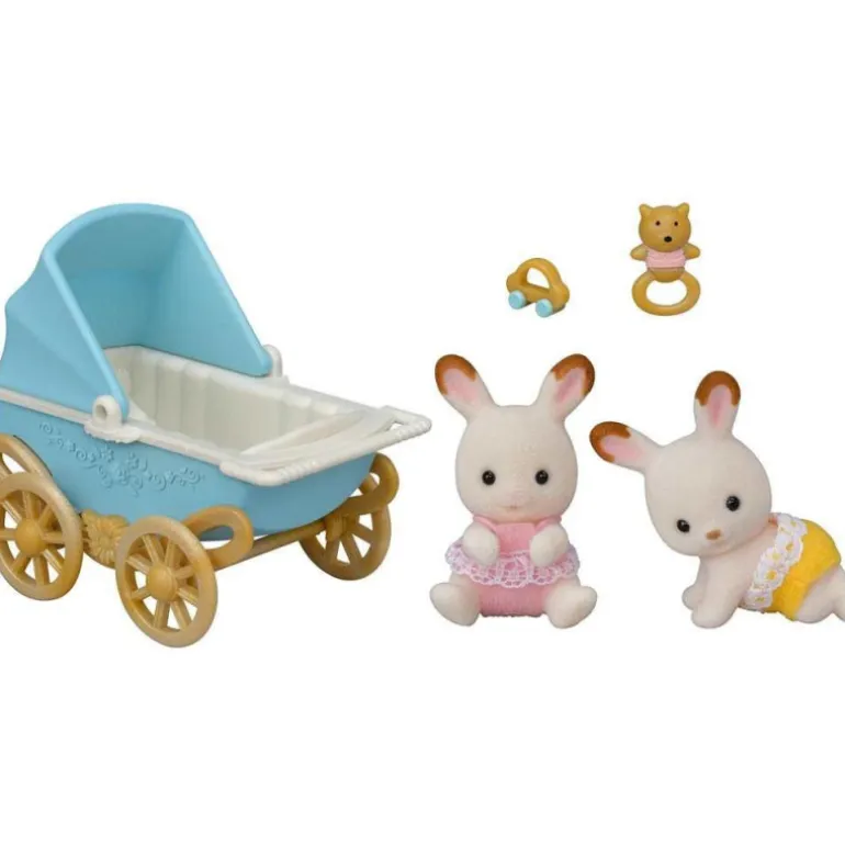 Sylvanian Families Set Cochecito Gemelar Cabe y Breeze Chocolate