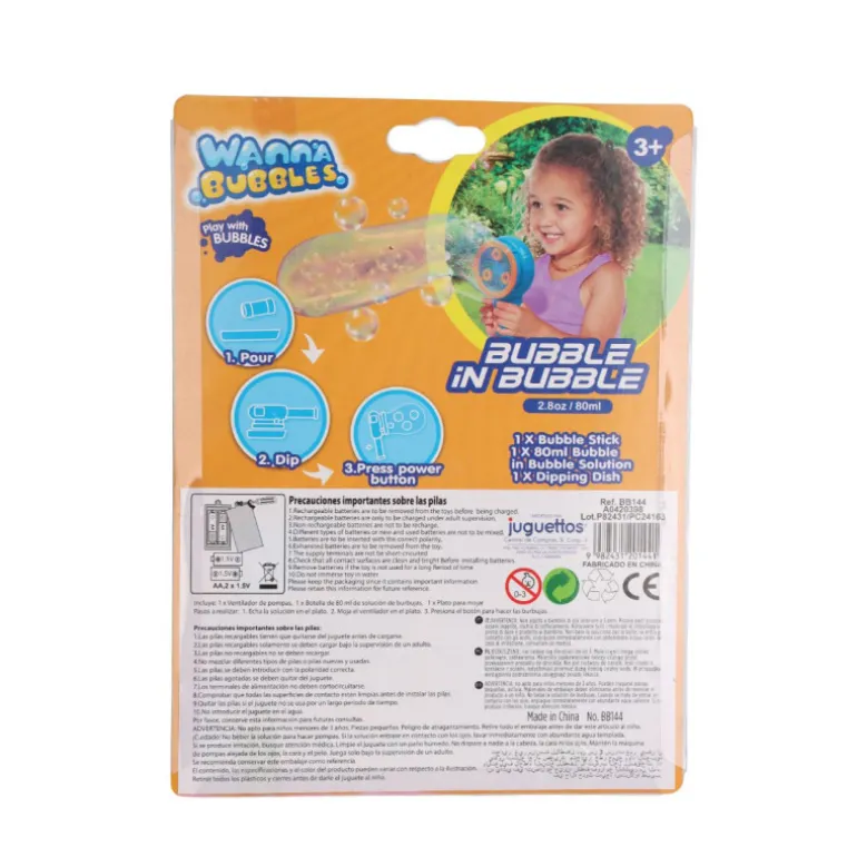 Ventilador de Pompas Triple con Líquido para Pompas 80 ml Varios Modelos